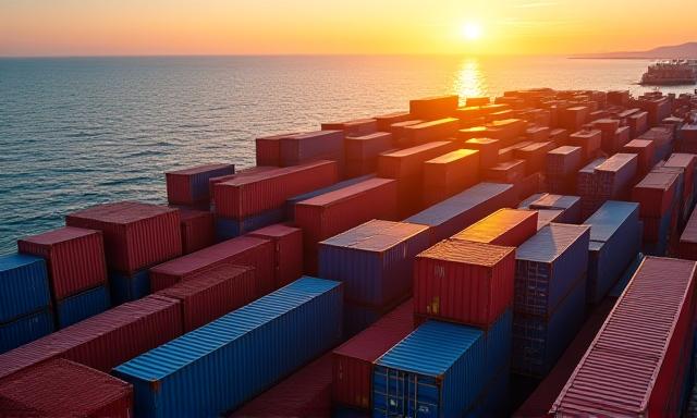 Industrial shipping containers at a port